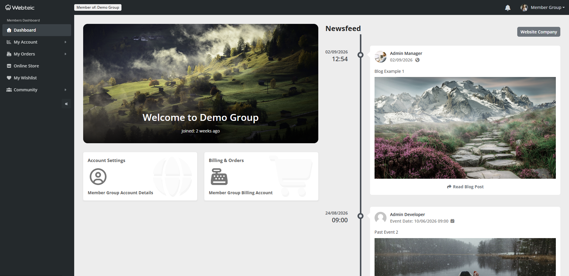 Webteic Members Dashboard